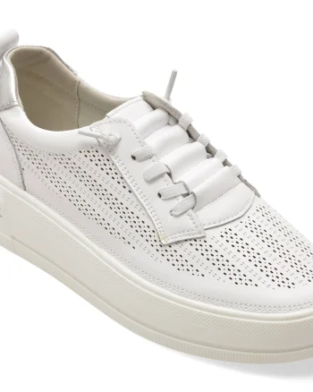 Pantofi sport IMAGE albi, 250646, din piele naturala