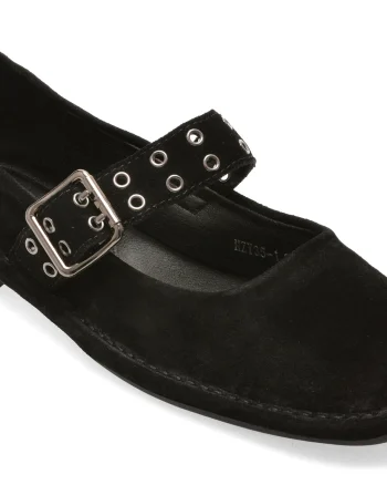 Balerini GRYXX negri, HZY35, din piele intoarsa