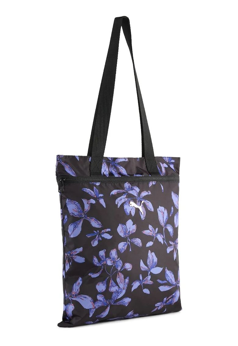 Geanta tote cu model POP, Negru/Albastru lavanda/Roz somon