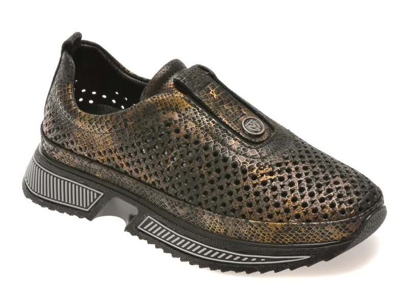 Pantofi sport IMAGE negri, 251YZ77, din piele naturala