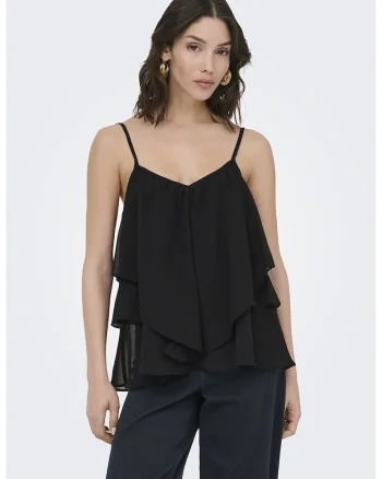 Bluza lejera cu volane, Negru