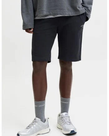 Pantaloni scurti de trening cu imprimeu logo, Negru stins