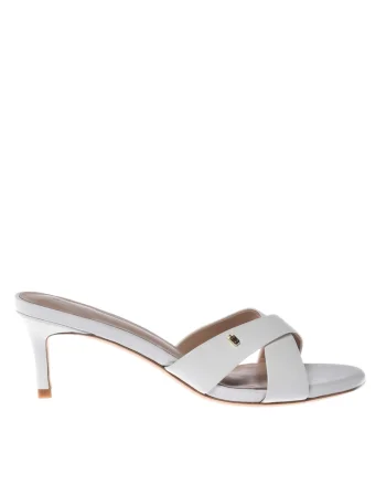 Sandale de piele cu toc kitten, Alb
