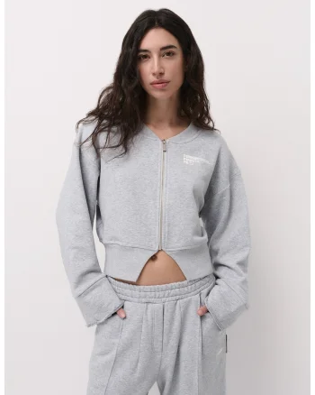 Bluza de trening dama din bumbac SCULP ZIP UP Gri, Gri