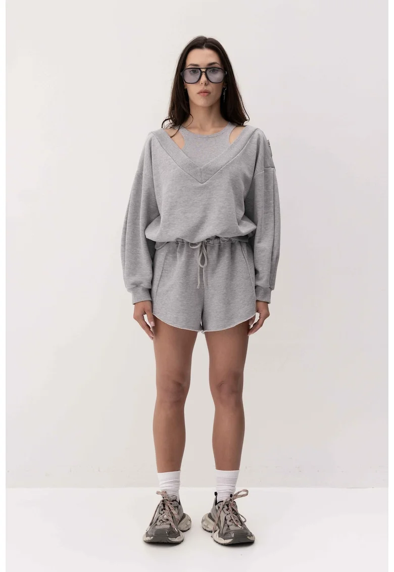 Bluza de trening VALLURE, stil casual, croiala moderna, Gri