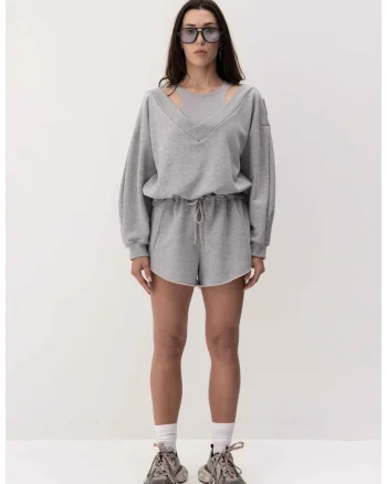 Bluza de trening VALLURE, stil casual, croiala moderna, Gri
