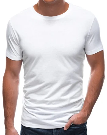 Tricou din bumbac cu model uni, Alb optic