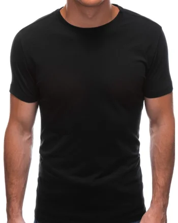 Tricou din bumbac cu model uni, Negru carbon