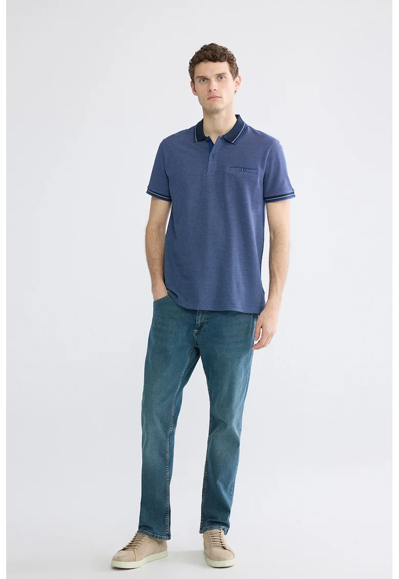 Tricou polo cu aspect texturat, Albastru inchis/Bleumarin