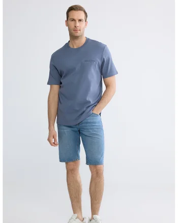 Tricou cu decolteu la baza gatului, Albastru indigo