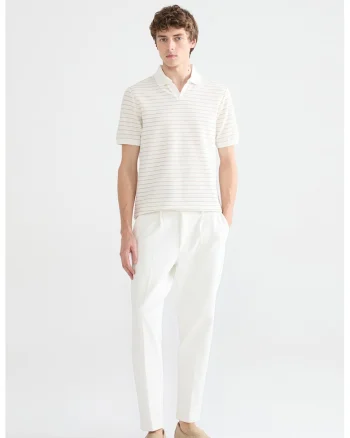 Tricou polo cu dungi, Portocaliu pal/Alb murdar