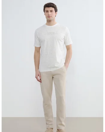 Tricou de bumbac cu imprimeu, Alb murdar