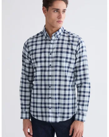 Camasa regular fit cu model in carouri, Albastru pal/Bleumarin