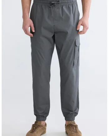 Pantaloni conici cu talie ajustabila, Gri inchis