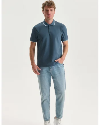 Tricou polo uni, Albastru petrol