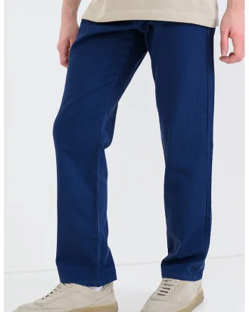 Pantaloni relaxed-fit din amestec de in, Bleumarin