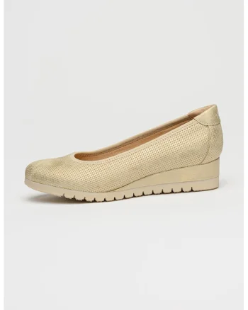 Pantofi din piele ecologica cu talpa wedge, Crem
