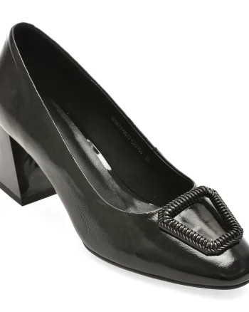 Pantofi eleganti IMAGE negri, 4F5671, din piele naturala lacuita