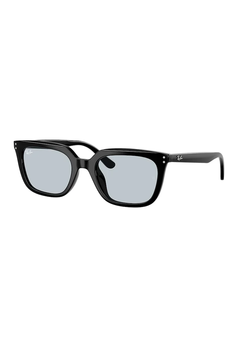 Ochelari de soare wayfarer unisex cu lentile uni, Negru/Argintiu