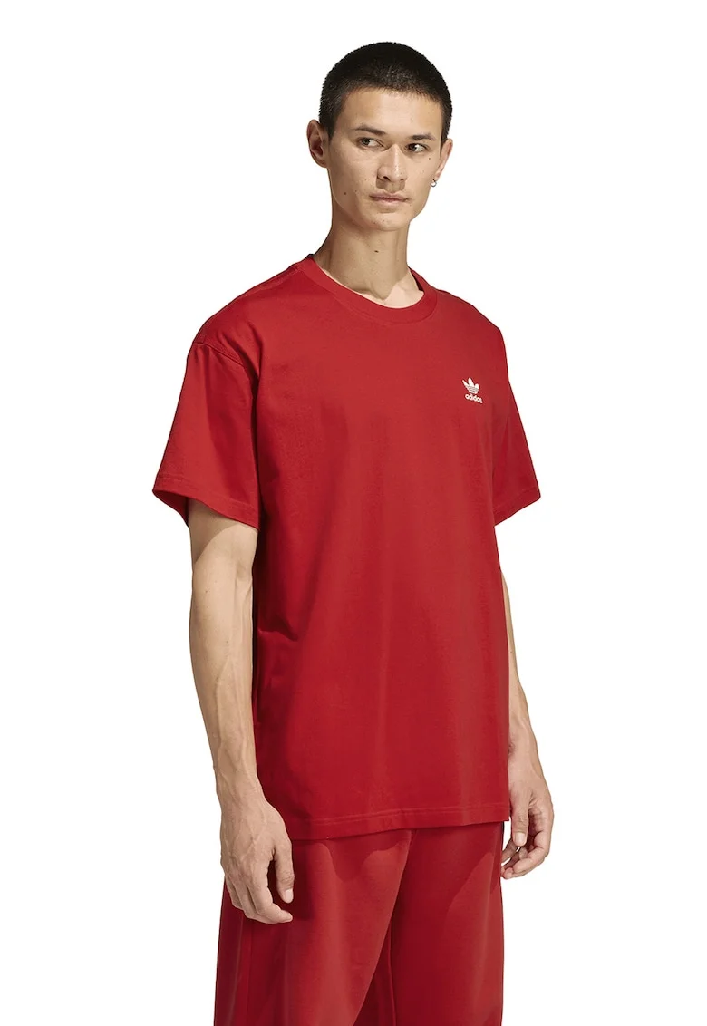 Tricou supradimensionat de bumbac cu logo Trefoil Essentials, Rosu