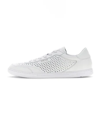 Pantofi sport din piele cu design perforat, Alb