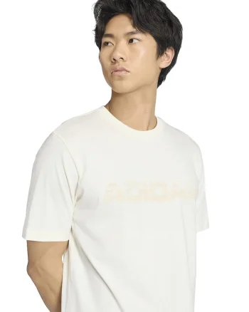 Tricou de bumbac cu imprimeu logo, Alb murdar
