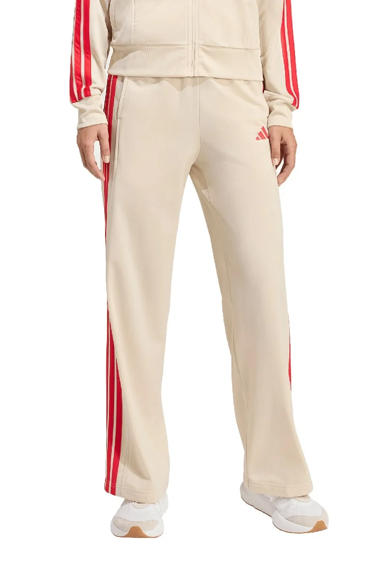Pantaloni de trening cu croiala dreapta si logo, Bej deschis