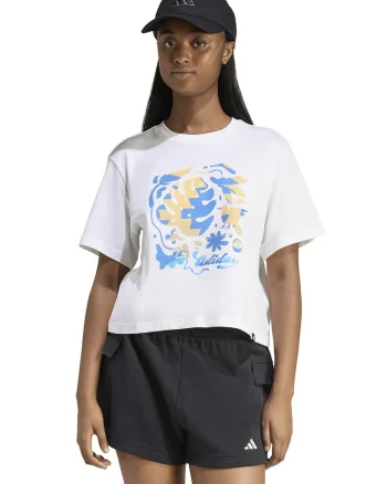 Tricou de bumbac cu imprimeu grafic Community, Alb