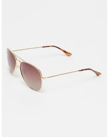 Ochelari de soare aviator unisex cu lentile polarizate Hawk, Auriu/Maro