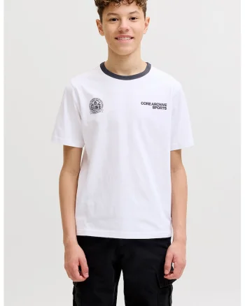 Tricou lejer din bumbac organic cu imprimeu, Alb optic,