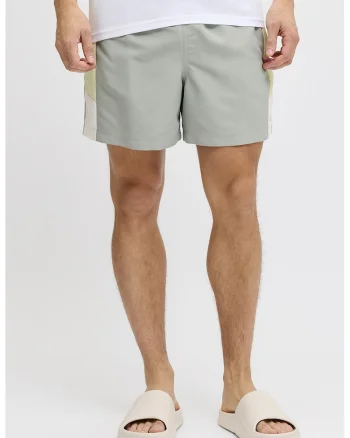 Pantaloni scurti de baie cu segmente laterale contrastante, Verde pal/Verde fistic