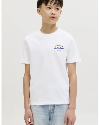 Tricou cu decolteu la baza gatului si logo, Albastru inchis/Alb optic