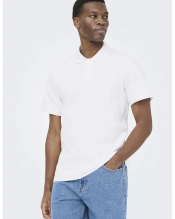 Tricou polo uni, Alb optic