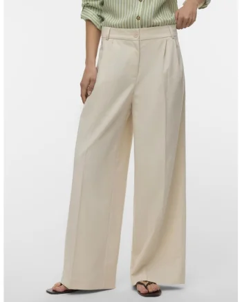 Pantaloni eleganti cu pensa, Bej deschis