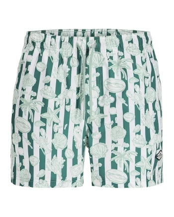 Pantaloni scurti de baie cu imprimeu, Verde pal