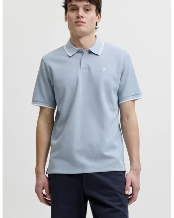 Tricou polo din amestec de bumbac pique, Albastru pastel