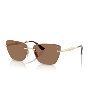 Ochelari de soare cat-eye cu rama metalica, Auriu/Maro inchis