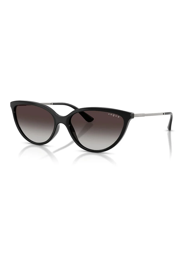 Ochelari de soare cat-eye cu rama metalica, Negru/Gri deschis