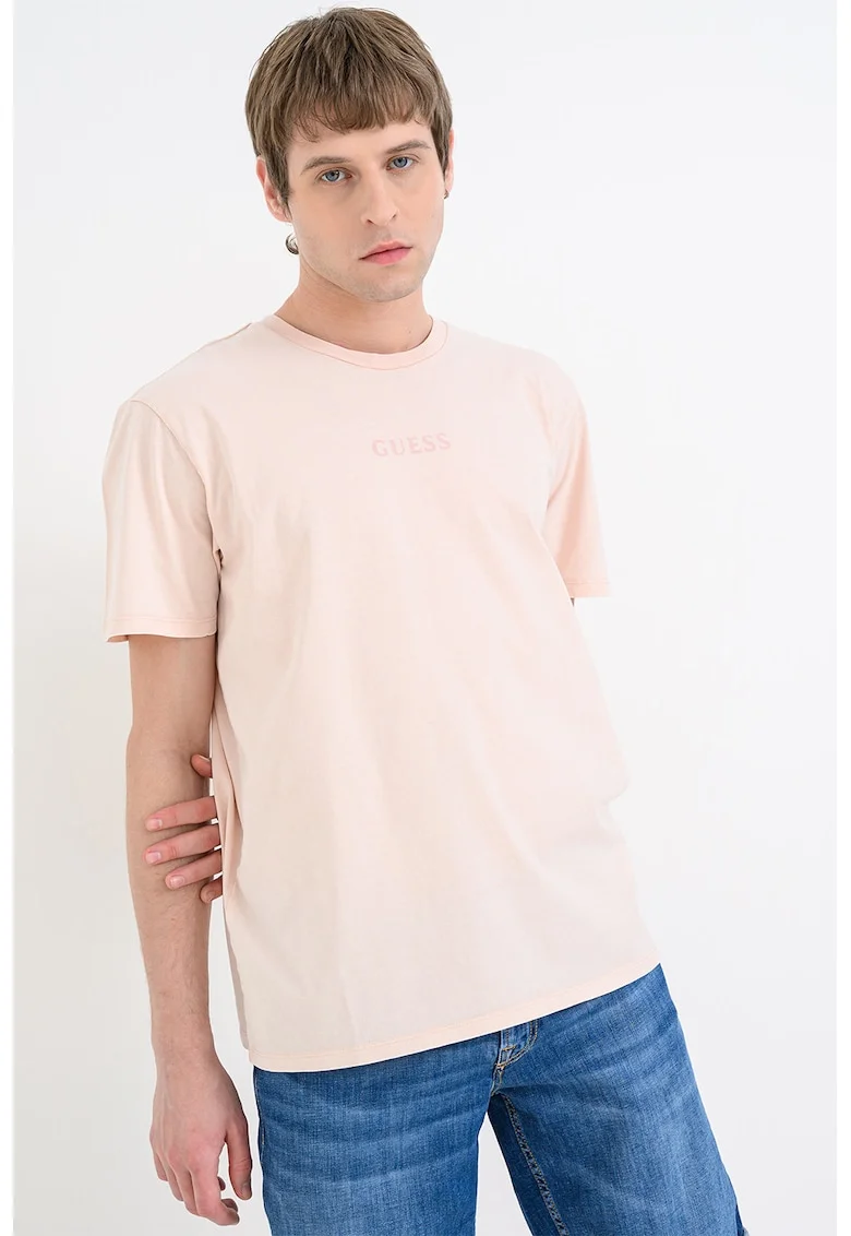 Tricou regular-fit din bumbac cu imprimeu monograma pe partea din spate, Piersica