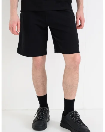 Pantaloni scurt din bumbac cu snur in talie, Negru