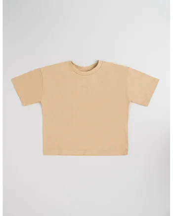 Tricou cu logo discret, Maro camel