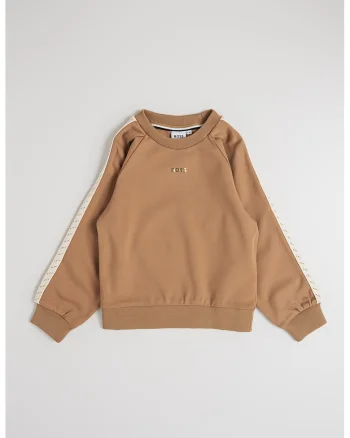 Bluza de trening cu maneci raglan, Alb fildes/Maro camel