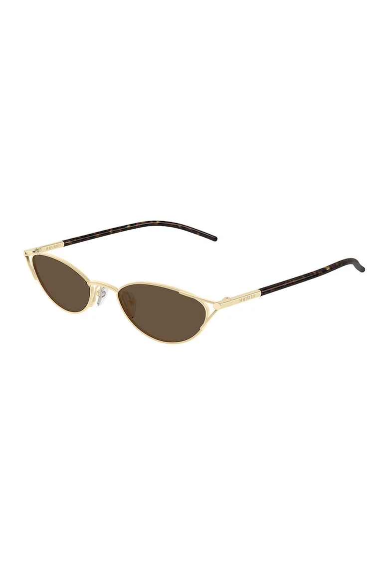 Ochelari de soare cat-eye cu lentile uni, Auriu/Maro inchis