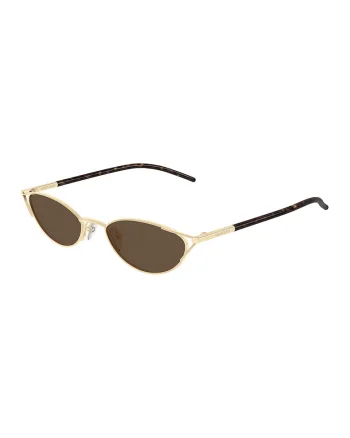 Ochelari de soare cat-eye cu lentile uni, Auriu/Maro inchis