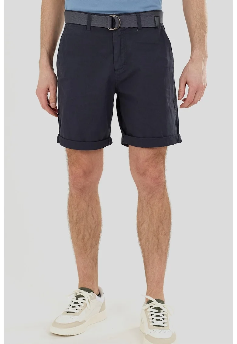 Pantaloni scurti chino cu croiala regular-fit si curea in talie North, Negru