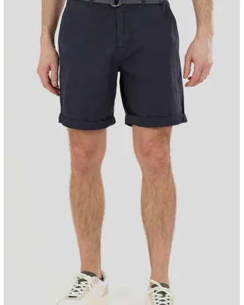 Pantaloni scurti chino cu croiala regular-fit si curea in talie North, Negru