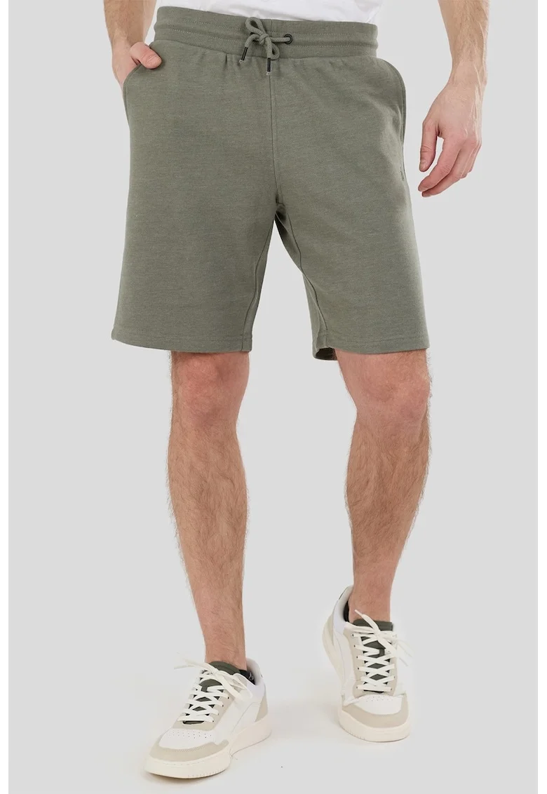 Pantaloni scurti de trening cu croiala regular-fit si snur Delon, Verde feriga