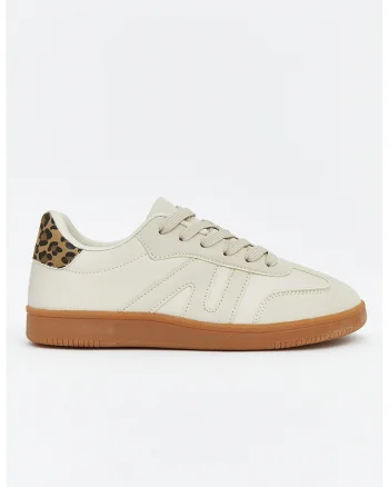 Pantofi sport low-cut cu sireturi, Alb murdar