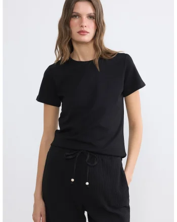 Tricou slim fit de bumbac, Negru