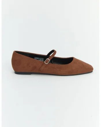 Balerini Mary Jane cu varf patrat, Caramel